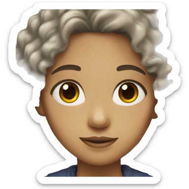 girl long black curly hair and light skin color sticker