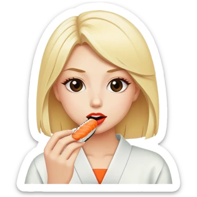 Blonde girl eating sushi sticker