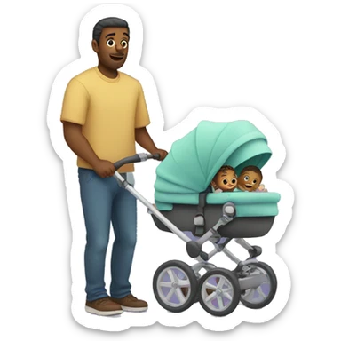 Dad with baby in a stroller  sticker