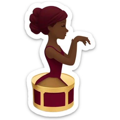 burgundy music box with a silhouette of a ballerina sticker