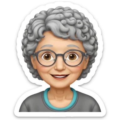 very old lady grandma wearing glasses short curly gray hair emoji sticker
