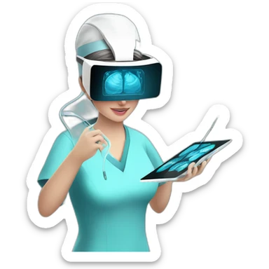 Surgeon-performing-Breast-surgery-with-virtual-reality-display sticker