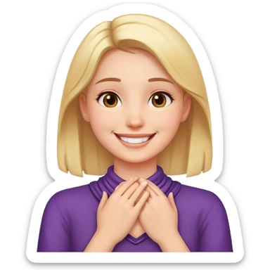 A girl holding her putting her hands around her neck smiling  sticker