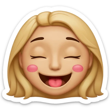 Emoji with closed eyes and biting lip, air humping sticker