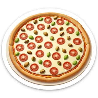 a lot of pistachio and white cream(main), under the cream there is jambon beurre like flower, pizza sticker