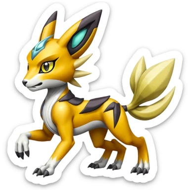 Meloetta-Renamon-Wargreymon-Protogen-Pokémon-Digimon-Fakémon-fusion-hybrid-creature sticker