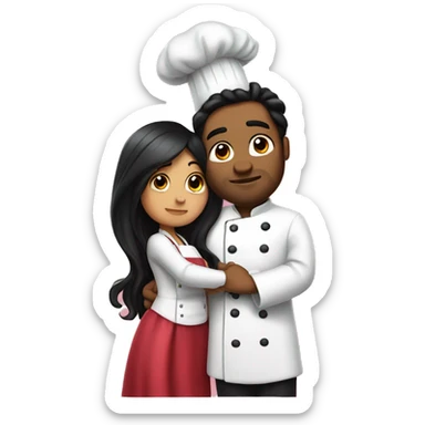 Chef with big belly kisses princess with long black hair  sticker