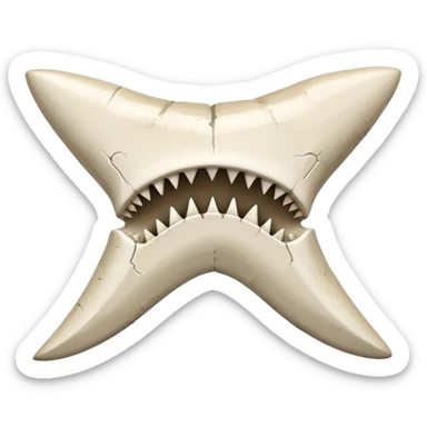 Realistic Shark tooth bone fossil sticker
