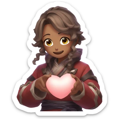 Qiqi from Genshin making a heart reaction with her ha sticker