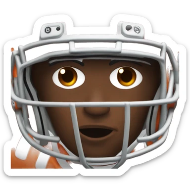 emoji head with a burnt orange footbal helmet sticker