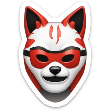 Hacker with Japanese red, black, white kitsune mask sticker