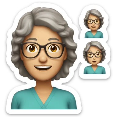 Older women with brown hair and glasses sticker