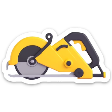 create a 3d saw image using a combination of black and yellow colors sticker