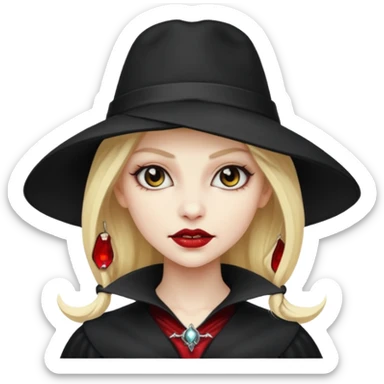 blonde vampire woman with hat sticker