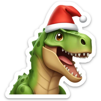 Dinosaur wearing a Santa hat sticker