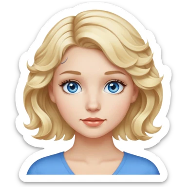 Blonde girl short wavy hair blue eyes long lashes sticker