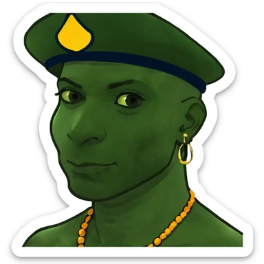 dark-skinned male portrait with earrings sticker