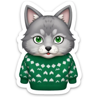  cat wearing a wolf-shaped sweater sticker