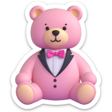 light pink teddy bear with pink bow tie sticker