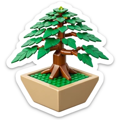 Lego small bonsai pot trident maple with triangular angular faceted asymmetrical original shaped body  sticker