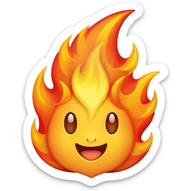 Flame illustrated in a playful and vibrant matte glass style, representing the fun and exciting aspects of the app firecrawl sticker