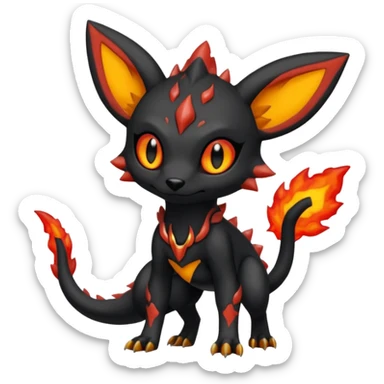 Edgy gothic dark volcanic magma-Salandit-Umbreon-Litten-hybrid-fusion (full body) sticker