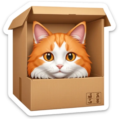 cat inside of box sticker