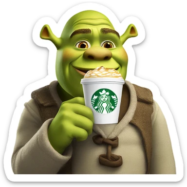 Shrek drinking Starbucks  sticker