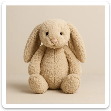 jellycat bashful bunny plush toy in beige, soft and cuddly, neutral background sticker