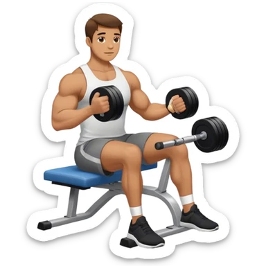 man seated weighted wrist curl sticker