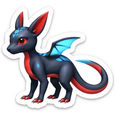 Cute Shiny Colorful Guilmon-Salandit-Umbreon-Fakémon-hybrid-creature (full body)  sticker