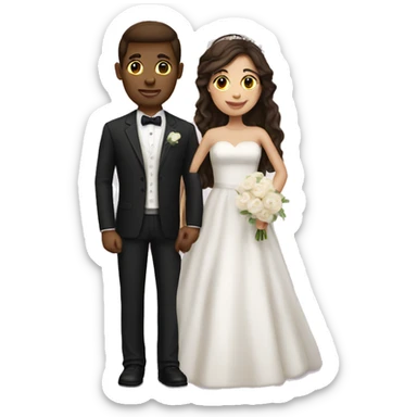 Brunette couple with light skin wedding  sticker