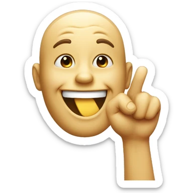 A laughing emoji raises his finger sticker