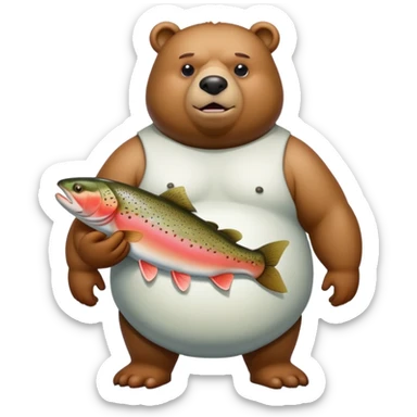 trota with bear arms and overweight human body sticker