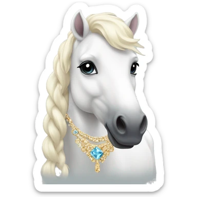 Fatty white pony with jewelry  sticker