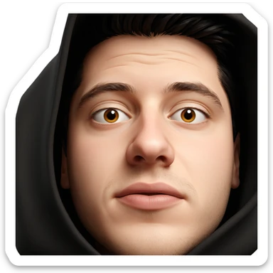 realistic portrait of male with hood sticker