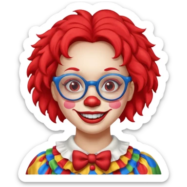 female Clown with glasses sticker