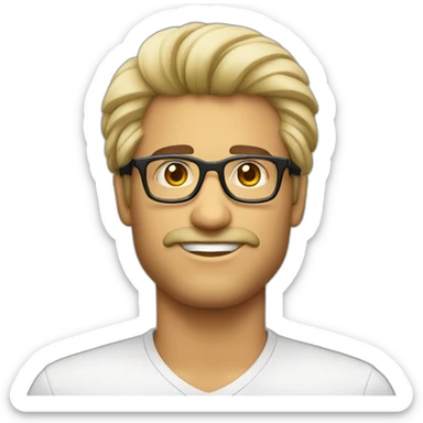 Hombre blanco, cabello mullet con lentes cuadrados  sticker