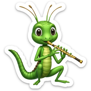 grasshopper playing flute sticker