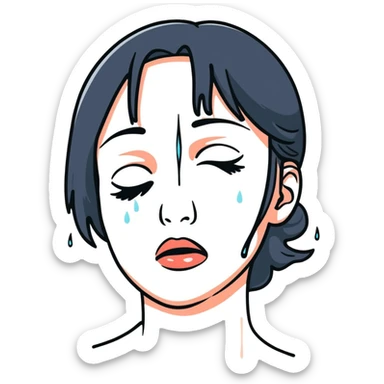 Sad woman crying with tears sticker