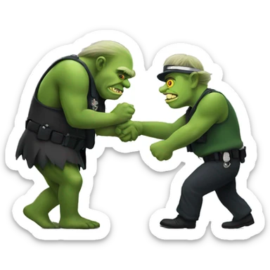 large green troll being arrested sticker