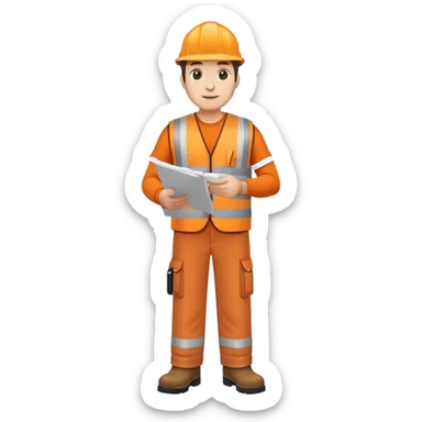 RAILWAY ENGINEER ORANGE VEST, TROUSERS, BOOTS, WITH PLANS sticker
