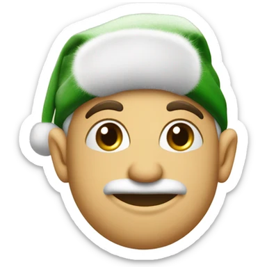 Elfo di natale visto di fronte con un cappello con su scritte le lettere G U sticker