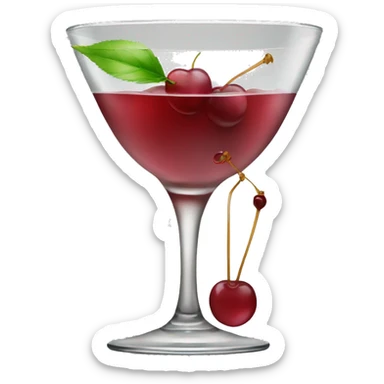 coupe glass cocktail with a cherry and bow sticker