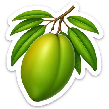 A green mango with leaves sticker