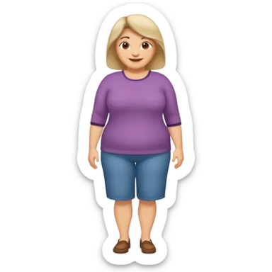 mujer mediana edad, gordita sonriente full body sticker