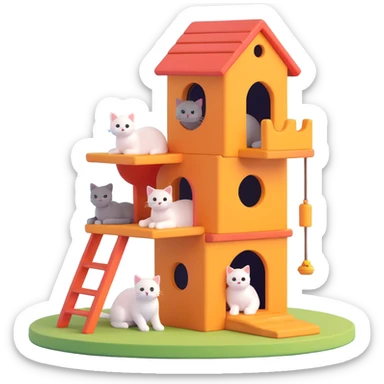 cats relaxing in a vertical playhouse sticker