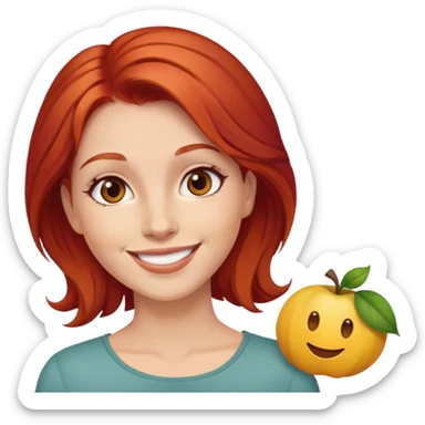 Wiman log red hair brown eyes smiling  sticker