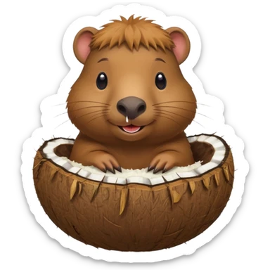 capybara wearing coconut shell  sticker