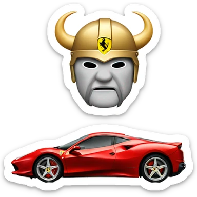 Ferrari with a viking logo on it sticker